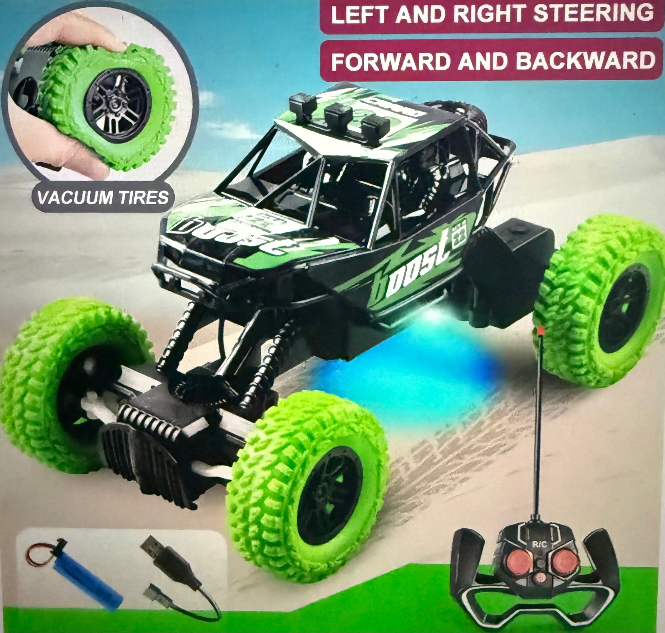 Remote control car with colourful flashing lights for kids